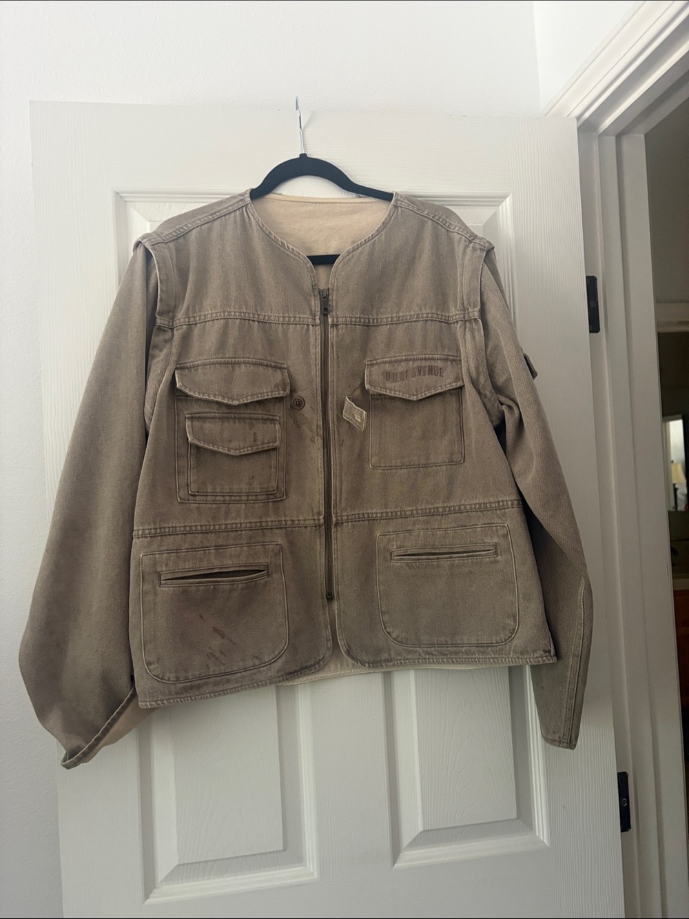 Djerf Avenue Canvas Utility Jacket in Taupe